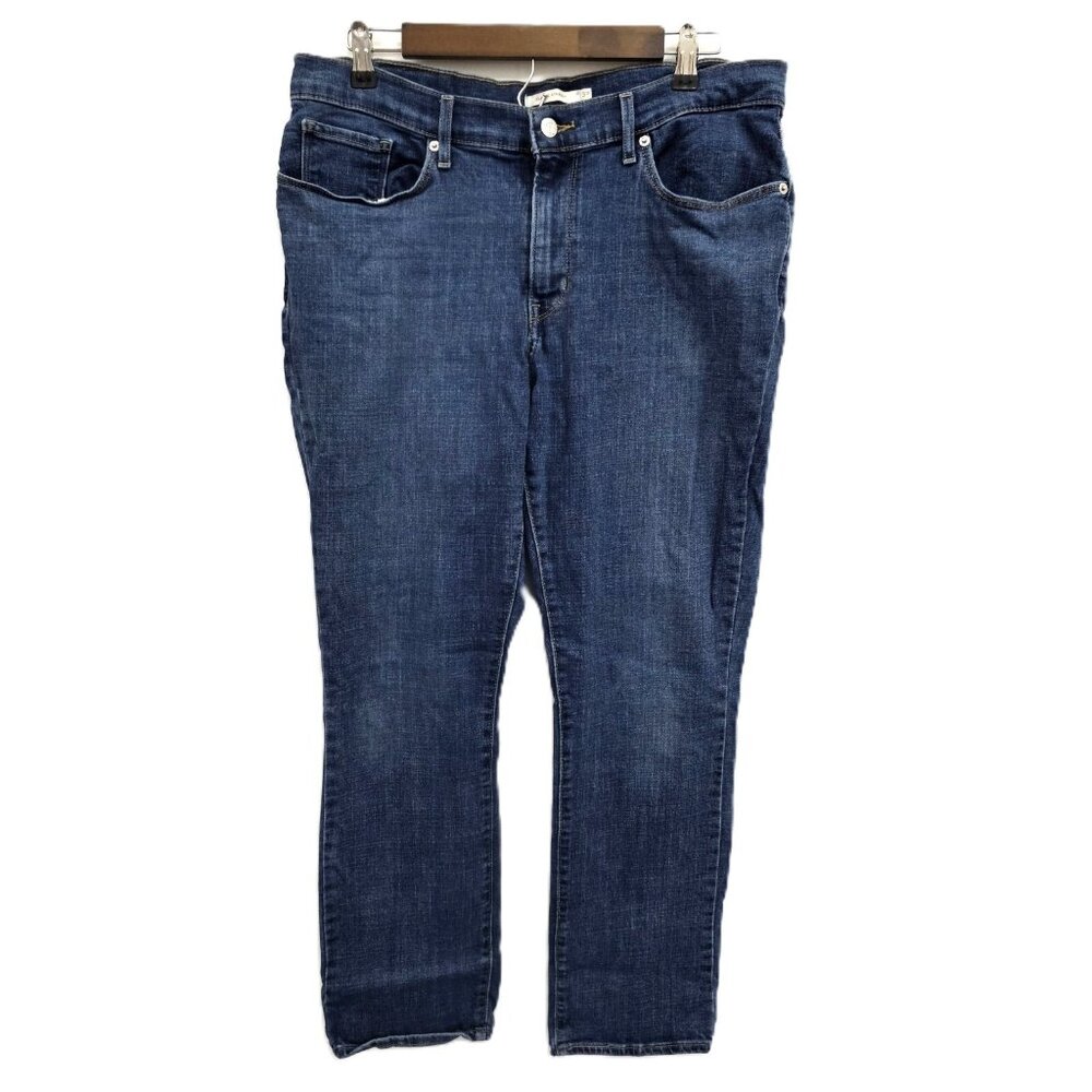Womens Levi's Classic Straight Fit Size 14M Blue‎ Denim Stretch Dark Wash 34X29